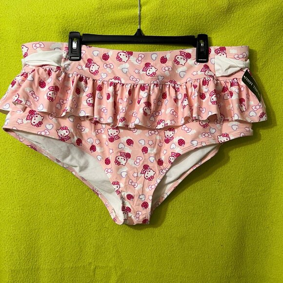 Hello Kitty Strawberry Skirted Swim Bottoms Plus 3x Kawaii Pink Sanrio NWT - Picture 1 of 6